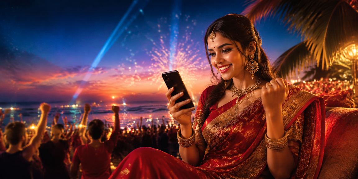 Mobile lottery ticket purchase at Goa beach