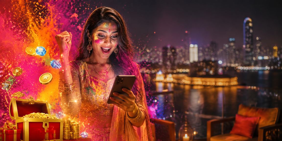 Indian festival celebration with mobile casino and betting
